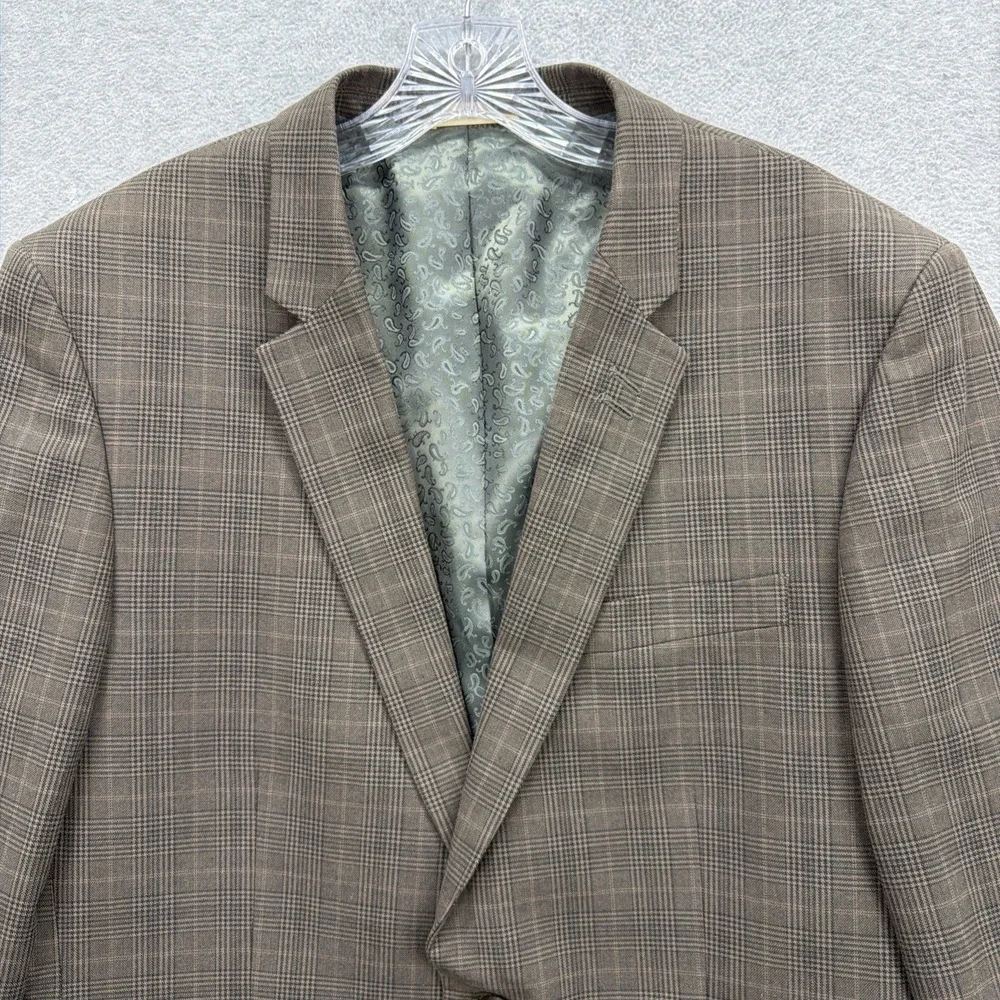 Haggar 1926 Originals Blazer Men 42 Long Brown Glen Plaid Suit Sport Coat Jacket